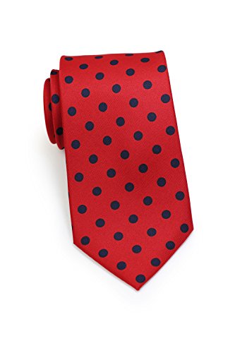 Bows-N-Ties Men's Necktie Bold Polka Dot Microfiber Satin Tie 3.1 Inches (Red and Navy)