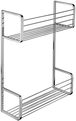 BA Hotel Wall Shower Caddy Double Shelf Organizer for Shampoo, Soap - Brass (Polished Chrome)