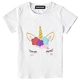 Fancyqube Kid's Unicorn Print Short Sleeve Birthday T Shirt