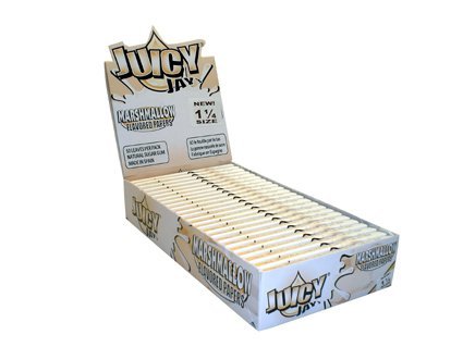 1 Box Juicy Jay's 1 1/4 Rolling Papers - Marshmallow - 24 Packs / 1 Full Box