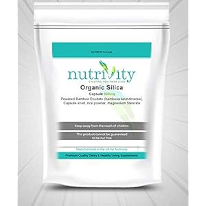 Organic Silica 500mg Capsules SiliconBamboo Extract Rich Supplement by Nutrivity (120)