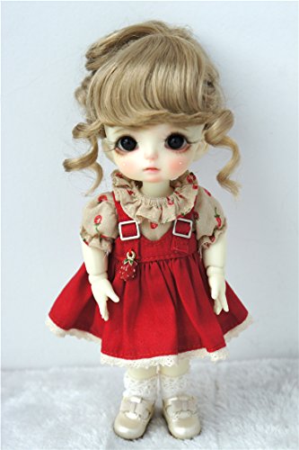 JD261 5-6inch 13-15cm 1/8 wave pony BJD Doll wigs synthetic mohair doll hair (Brown)