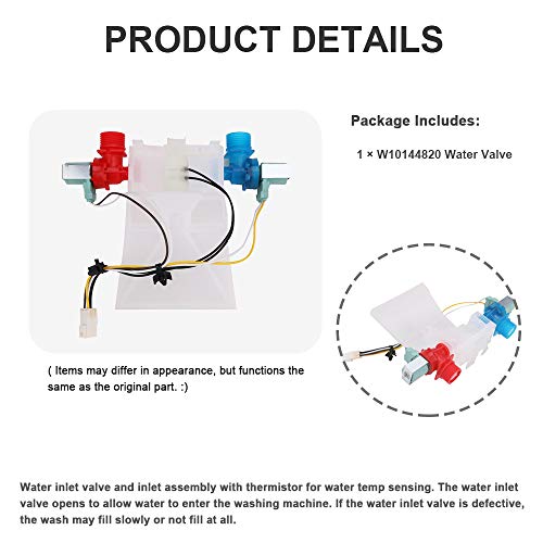 KONDUONE W10144820 Water Inlet Valve for Whirlpool Kenmore Maytag Washer -Replaces WPW10144820, AP6015761, 1480998 Water Valve