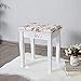 Giantex Vanity Stool Wood Dressing Padded Chair Makeup Piano Seat Make Up Bench w/Rose Cushion (White)