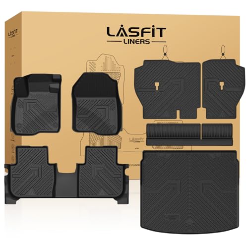 LASFIT Full Set Floor Mats for Honda CR-V 2026 2025 2024 2023 (Gasoline & Hybrid & e:FCEV), All Weather TPE Custom Fit Floor Liners 1st & 2nd Row & Seat Back Mat & Cargo Mat (Upper Position)