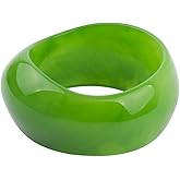 COLORFUL BLING Acrylic Cute Transparent Candy Geometric Tortoiseshell Chunky Cuff Bangle Mottled Wide Chunky Cuff Bracelet for Women Statement Jewelry