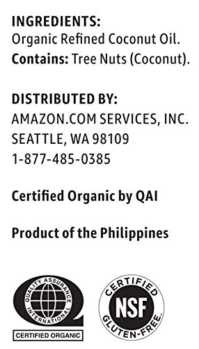 AMAZON BRAND – HAPPY BELLY ORGANIC REFINED COCONUT OIL, 15 OUNCE