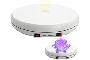 JAYEGT Motorized Rotating Display Stand with LED Light , 10 inch /55lbs Load, 360 Degree Electronic Turntable Display Stand for Photography Products Shows, Jewelry, Watch, 3D Models, Cake (White)