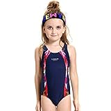 Kids Girls' Solid Splice Athletic One-Piece Swimsuits Swimwear For 6-8 Years