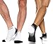 Physix Gear Short Compression Socks for Men & Women - Best Low Compression Socks Women & Men with Arch Support, Ideal for Running, Plantar Fasciitis comfort, and Swelling, White/Black (2 Pairs), L/XL