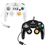 Gamecube Controller, Switch Gamecube Controller for WII/PC/WII U/Switch, 2 Pack Classic Wired Gamecube Gamepad. No Lag and No Driver Need with Turbo Feature(Black and White)