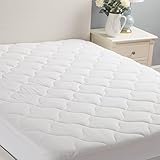 Mattress Pad Queen Hypoallergenic Embossed Overfilled Vinyl Free Plush Breathable Dust Mite Resistant by Bedsure