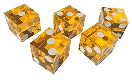 5 x YELLOW NEW PERFECT 19MM PRECISION CASINO DICE / CRAPS STUNNING