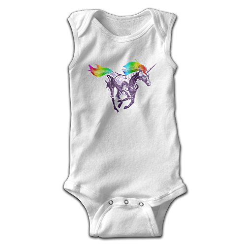 EVPOPC LVMI Rainbow Unicorn Newborn Baby Sleeveless Romper Jumpsuit Bodysuit White