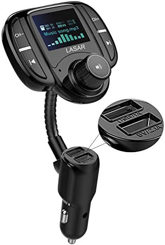 (Upgraded Version) Sumind Car Bluetooth FM Transmitter, Wireless Radio Adapter Hands-Free Kit with 1.7 Inch Display, QC3.0 and Smart 2.4A USB Ports, AUX Output, TF Card Mp3 Player(Blue)