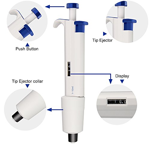 Four E's Scientific Lab Single-Channel Pipettor Adjustable Micro Pipette 1-10mL - Thumbnail 3