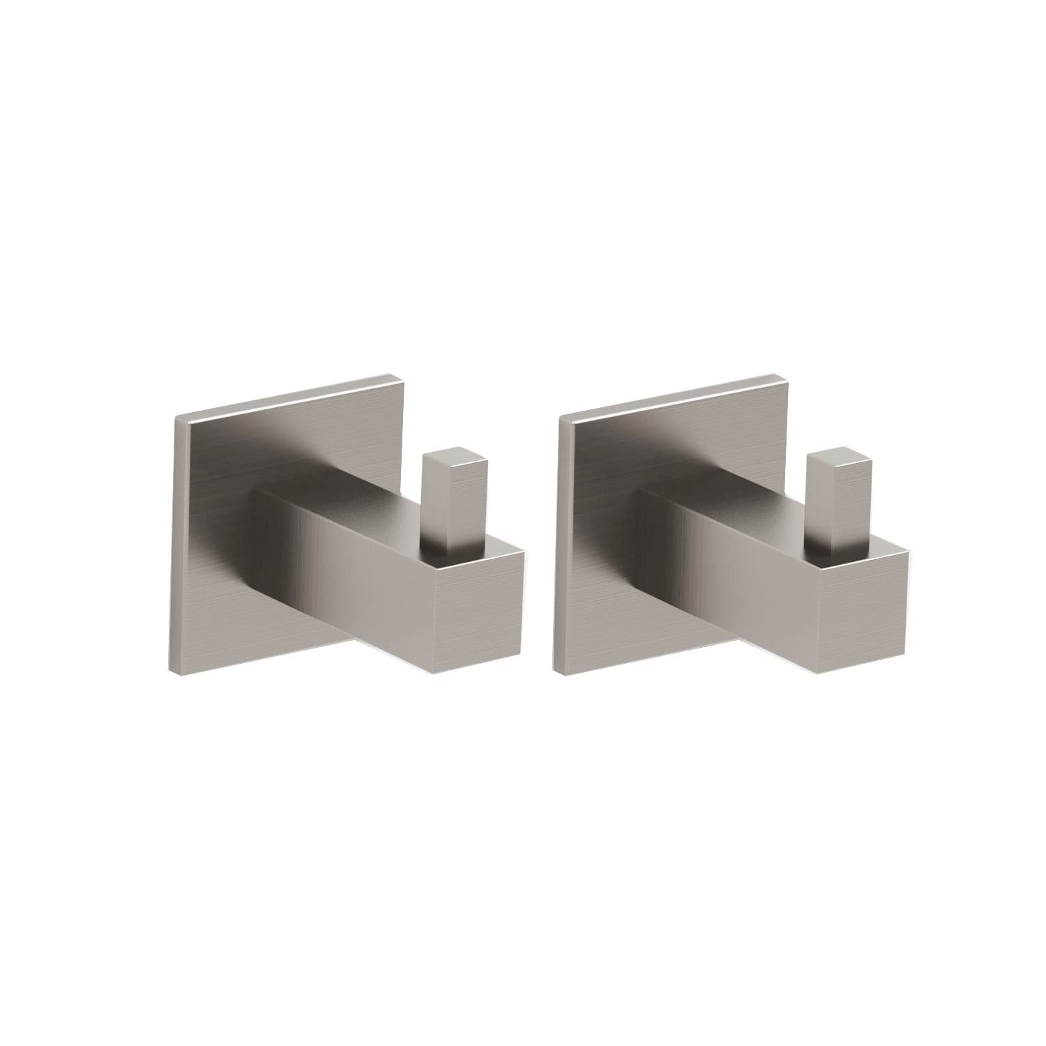 Kon-fort Home Square Bathroom Towel Hook, 2 Pack Bathroom Hooks, SUS 304 Stainless Steel Matt Brushed Wall Mounted, Square Hangers Towels, Robes Clothes Hats. Kitchen Bedroom High End Designer