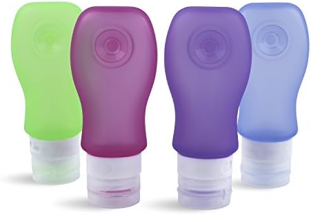 Homitex Silicone Toiletry Bottles Carry on Containers Set (89ml-4 pack, blue-green-pink-purple)