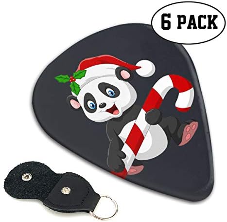 FJSLIE Christmas Candy Bar Panda Guitar Picks Unique 351 Shape Celluloid Guitar Plectrums,6 Packs in Holder Case for Guitar Bass