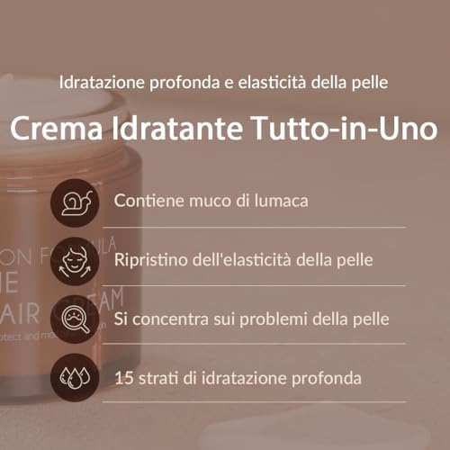[Mizon] Crema riparatrice a la bava di lumaca (75 g), crema idratante per il viso con estratto di mucina di lumaca, cosmetico coreano tutto in uno, cura delle rughe e delle imperfezioni