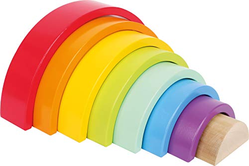 Small Foot Holzbausteine Großer Regenbogen aus Holz, Stapelspiel für Feinmotorik, ab 12 Monaten, 6969 Toys, Bunt