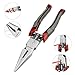 Big Needle Nose Pliers 8-Inch Industrial Multi-Tool Pliers with Wire Stripper/Crimper/Cutter Function, NEWACALOX Heavy Duty Plier