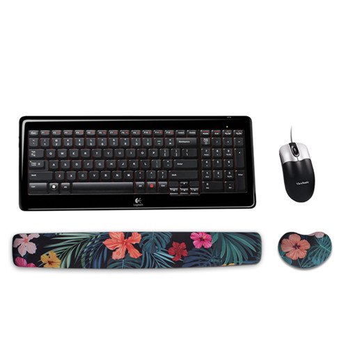 BRILA Keyboard and Mouse Wrist Rest Support Pad Cushion Set – Comfortable Medicinal Grade Silica Gel with pattern design – Skid Proof & Pain Relief Easy Typing (Summer Tropical Floral Leaves) - Thumbnail 5