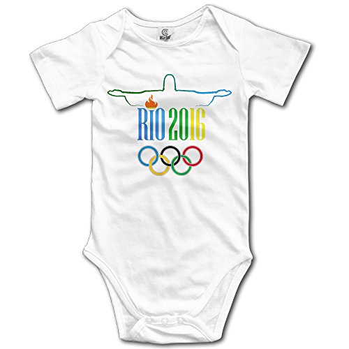 Ogbcom Baby's 2016 Brazil Rio Olympics Summer Sports Meeting01 Hanging Bodysuit Romper Playsuit Outfits Clothes Climbing Clothes Short Sleeve White
