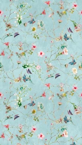 Livingwalls Cottage The Wall Non-Woven Wallpaper 1.59 m x 2.80 m Turquoise Green Pink Made in Germany 382681 382681