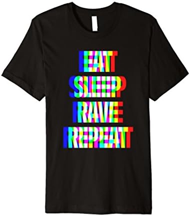 Mens Eat Sleep Rave Repeat Fitted 3D T-Shirt Medium Black