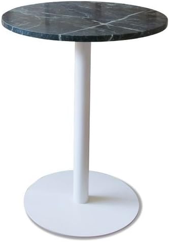 pib Lasby green marble bistro table - Easy to combine, Table or pedestal table, elegant vintage line and very refined style - Pure white (L60 x H76 x P60 cm)