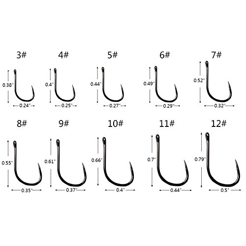 Thekuai Fishing Hooks High Carbon Steel different Size Saltwater Freshwater Fishing Hooks (500 PCS )
