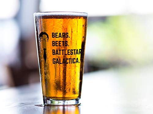Bears Beets Battlestar Galactica Funny 16oz Beer Pint Glass for Men or Women - Inspired By TV Show The Office Quote - Unique Birthday Gift For Dwight Schrute Fans - Dunder Mifflin Christmas Present - Thumbnail 3