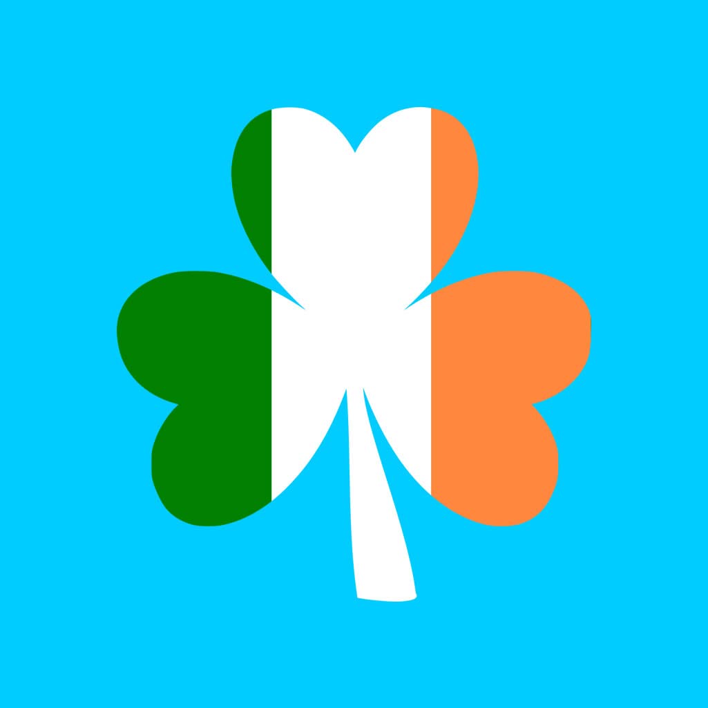 Set of 5 Irish Shamrock Iron on Screen Print Fabric Applique Machine Washable Transfer Ireland Shamrock