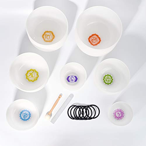 440HZ 6''-12'' Set of 7 Pieces Paternoster Quartz Crystal Singing Bowl Set Sound Healing - Image 7