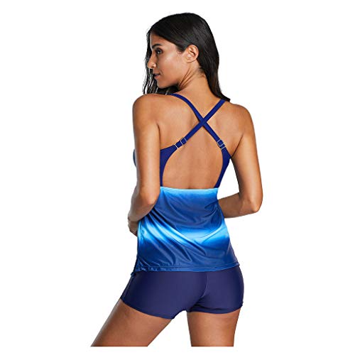 sheart 9 Women's Plus Size Two Piece Swimsuit Hight Waist Racerback Color Block Crossback Sport Bikini with Bottom - Thumbnail 3