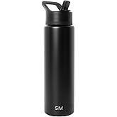 Simple Modern Water Bottle with Straw Lid | Vacuum Insulated Stainless Steel Metal Thermos | Reusable Leak Proof BPA-Free Flask for Sports Gym | Summit Collection | 30oz, Midnight Black