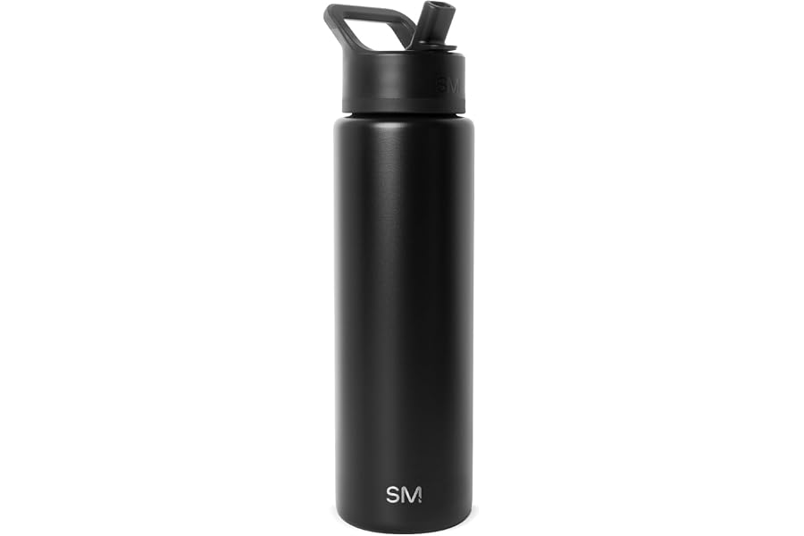 Simple Modern Insulated Water Bottle with Straw | 30oz | Black | Summit Stainless Steel Water Bottles, Metal Cup | Leak Proof for School, Gym, Travel, Sports | Midnight Black