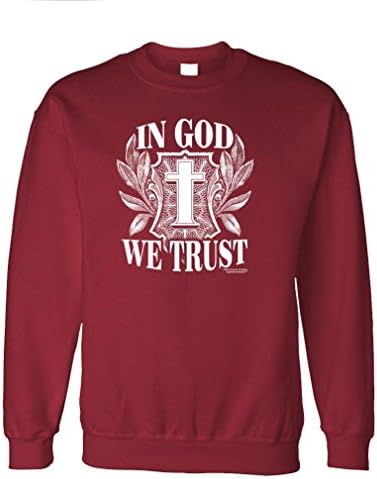 IN GOD WE TRUST - LSA APPAREL christian Fleece Sweatshirt, M, Maroon