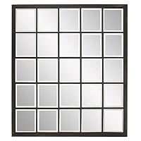 Howard Elliott Collection Superior Window Mirror, Hanging Rectangular Wall Mirror, 38" H x 34" W x 1" D, Bronze