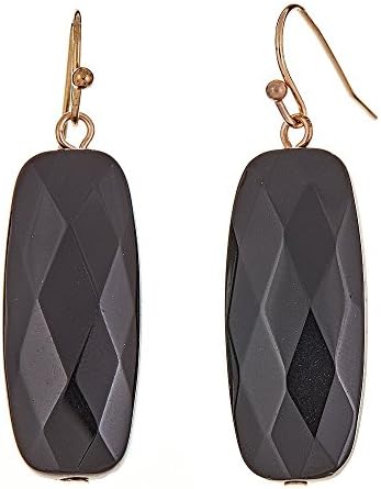 [Handmade Rectangular Natural Stone Earrings] Jet Black (3/6)