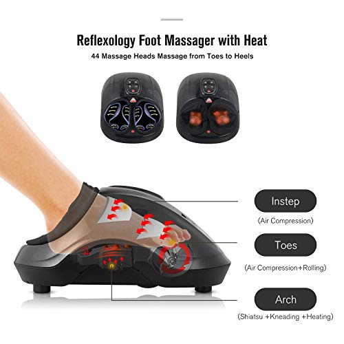 FIT KING Elektrische Fußmassagegeräte Shiatsu Fussmassagegerät mit Wärmefunktion, Kneten, Roller und Luftkompression, Entspannung für Zuhause/Büro FT-001F