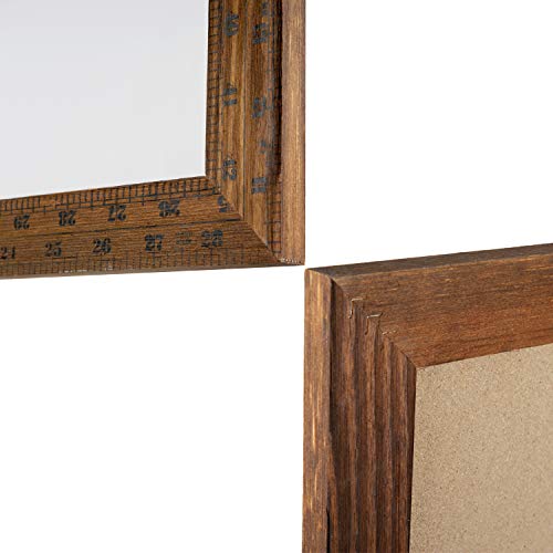 Magnetic Dry Erase Board - 4 THOUGHT 36x24 Inches Whiteboard, Wall-Mounted Magnetic Dry Erase Memo Bulletin Board with Vintage Brown Wooden Ruler Frame for Home Office Kitchen, 4 Magnets Included
