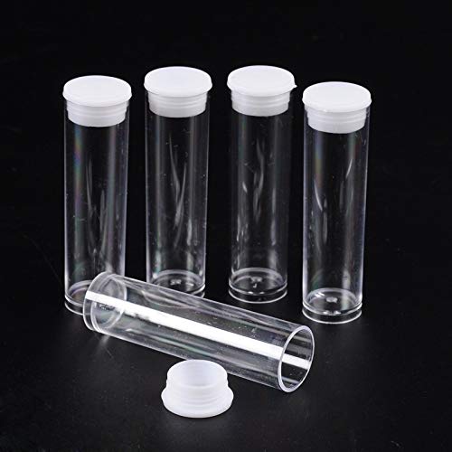 Craftdady 200PCS Clear Test Tube Plastic Bead Storage Organizer Containers with Lid, 15mm Wide, 55mm Long