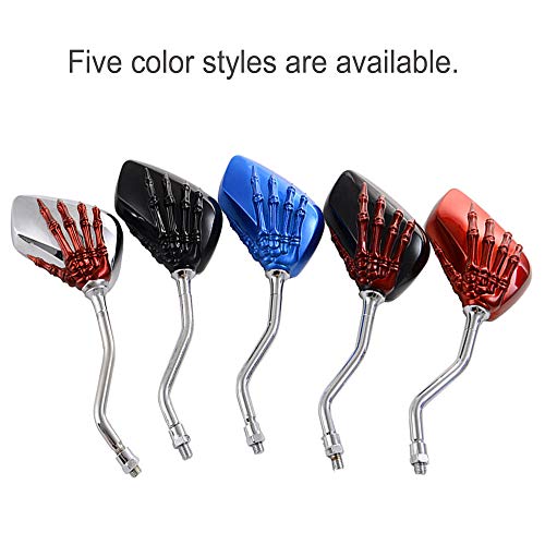 IZTOSS Bicycle Mirror,2 PCS Rearview Side Mirror Distinctive Skull Skeleton Hand for Motorcycle Scooter Moped Bike Yamaha Suzuki Standard Bike-Red