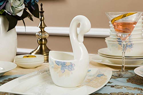 WEHOLY Servizio da tavola Europeo per la Cena in Rilievo Dorato Fatto a Mano in Rilievo Fiore Blu con Set da caffè (n. 6… - immagine 6