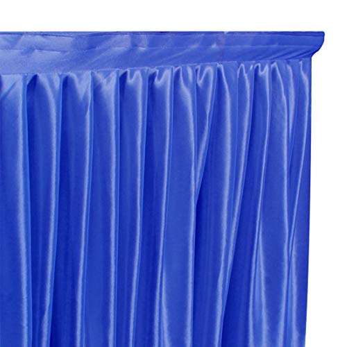 JINSEY 14 ft Shimmer Polyester Table Skirt for Rectangle Tables Ruffle Table Cloth for Wedding, Party, Hotel - Deep Blue
