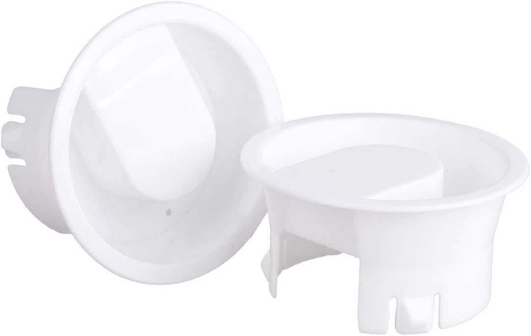 Photo 1 of 2 Pcs White Glass Water Pitcher Lids Food Grade Plastic Anti-Dust Splash Resistant Stoppers Covers for Beverage Carafe Glass Pouring Pitcher, Universal Fit Plastic Covers for Water, Juice,Tea Carafes