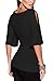 Annflat Women's V Neck Cold Shoulder Trumpet Sleeve Wrap Top T-shirts Large Black