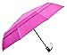Windproof Travel Umbrellas for Rain - Lightweight, Strong, Compact with & Easy Auto Open/Close Button for Single Hand Use - Double Vented Canopy for Men & Women - Pink